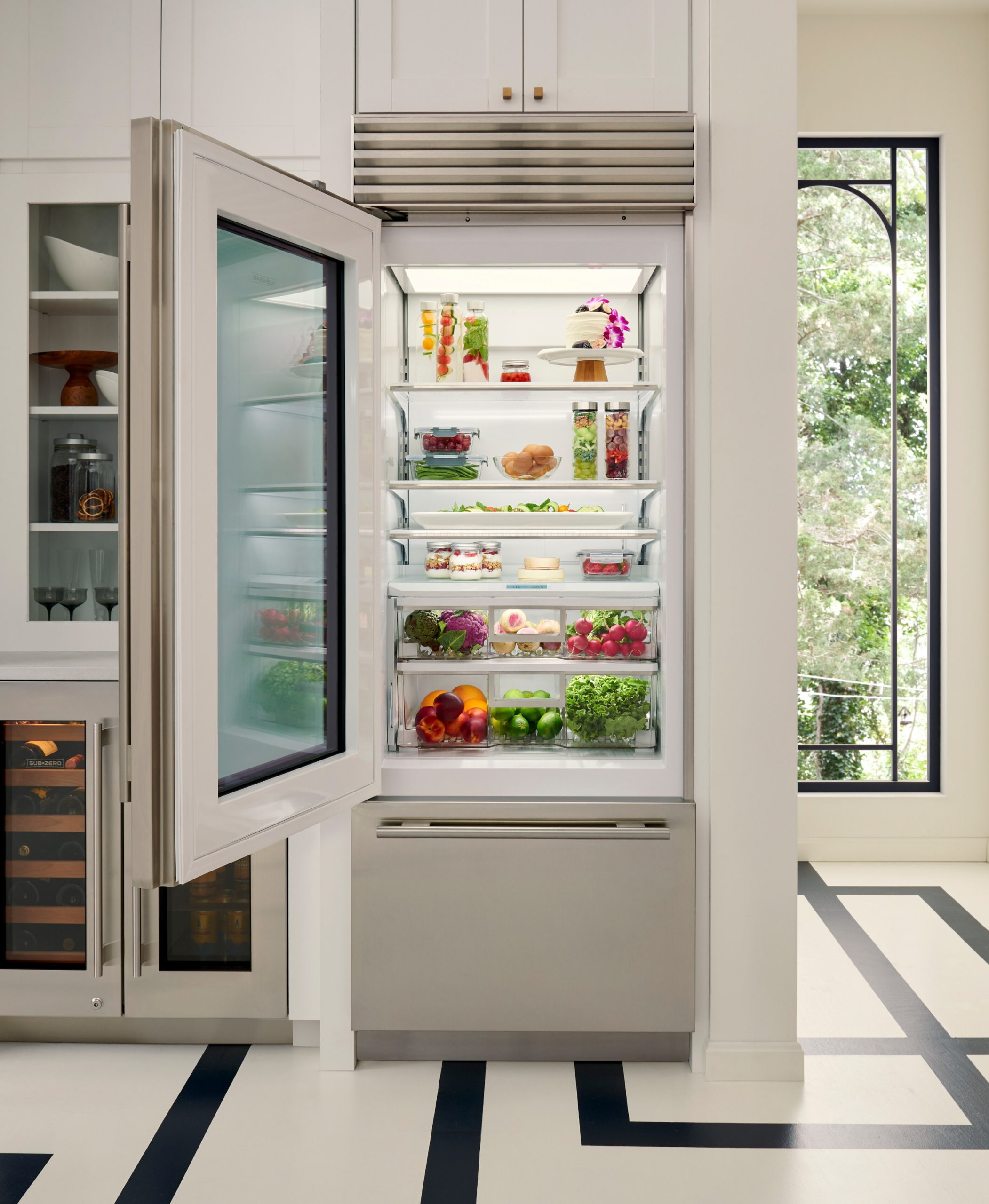 interior of Sub-Zero fridge with food